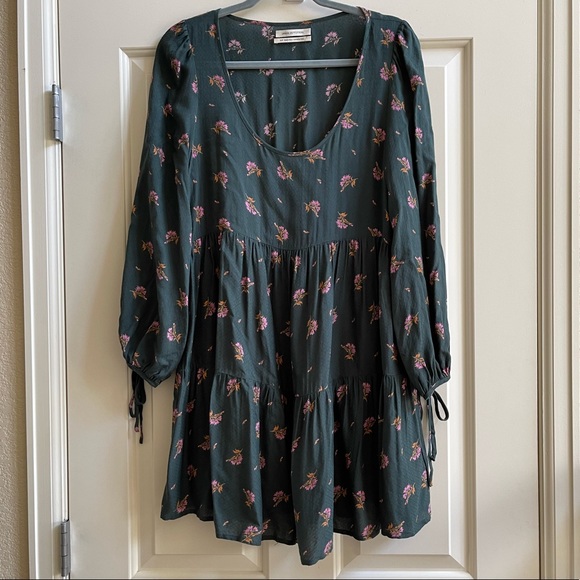 Urban Outfitters Green Floral Julia Babydoll Dress - Picture 2 of 9